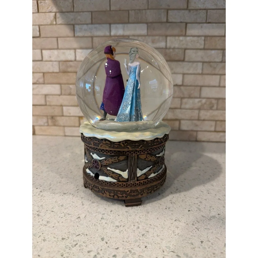 Disney Frozen Musical Snow Globe Elsa Anna Olaf Music Box Knob Missing